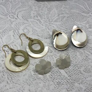 Bundle lot 3 MoP earrings variety coastal boho